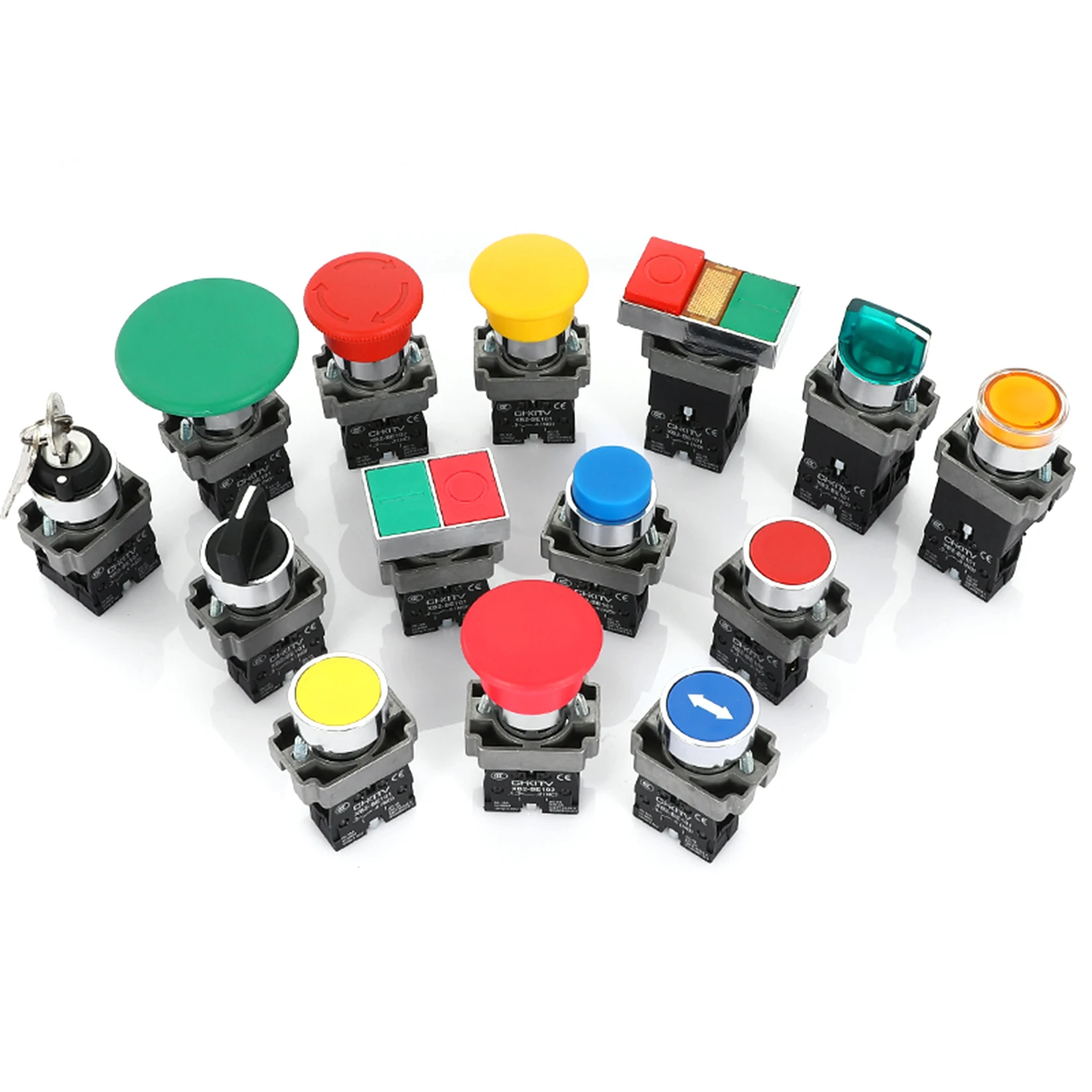 XB2-EA 22 مللي متر البلاستيك مفتاح بـزر دفع بدء إيقاف XB2-ES أسود أبيض السهم 10A/415 فولت إعادة تعيين لحظة رمز XB2 زر التبديل