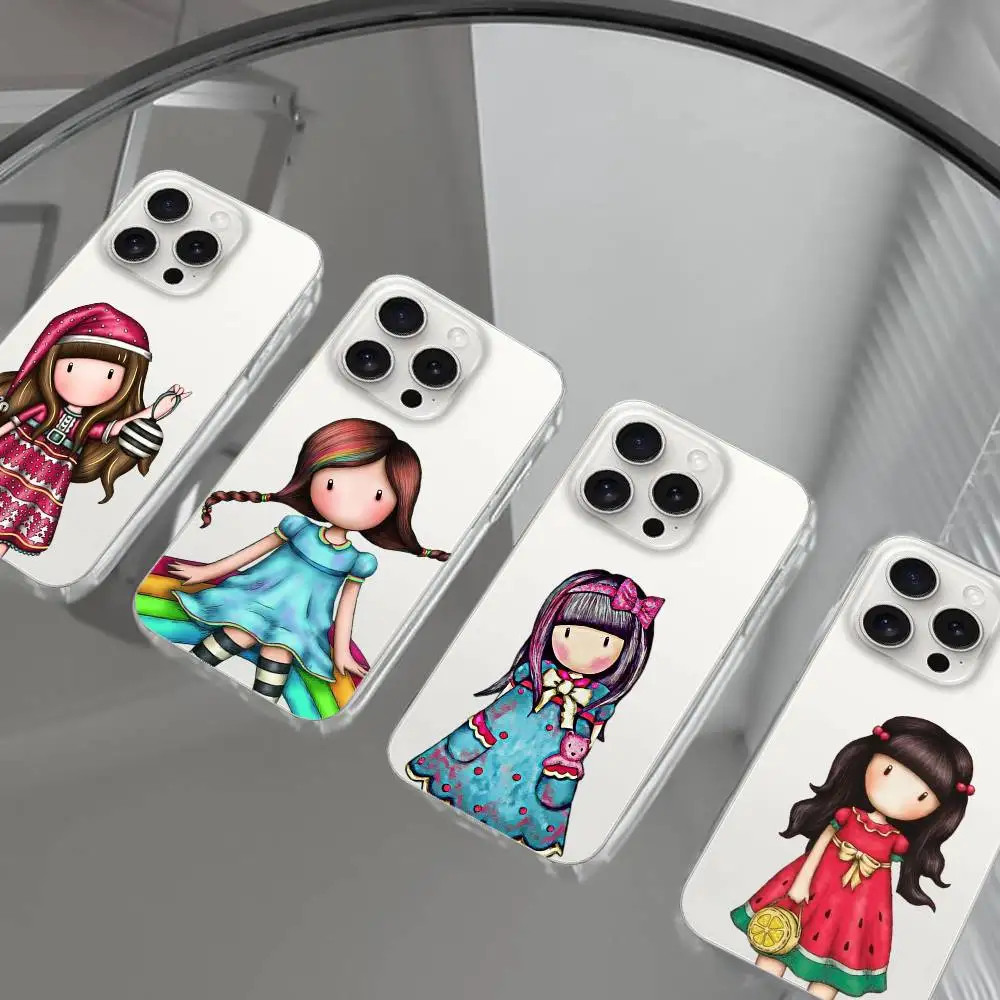 S-Santoro-Gorjuss Niedliche Cartoon-Mädchen Handyhülle für iPhone 17/16/15/11/13/14 Pro Max Plus/X/Xr/Xs Max/12mini Air Transparent Klar