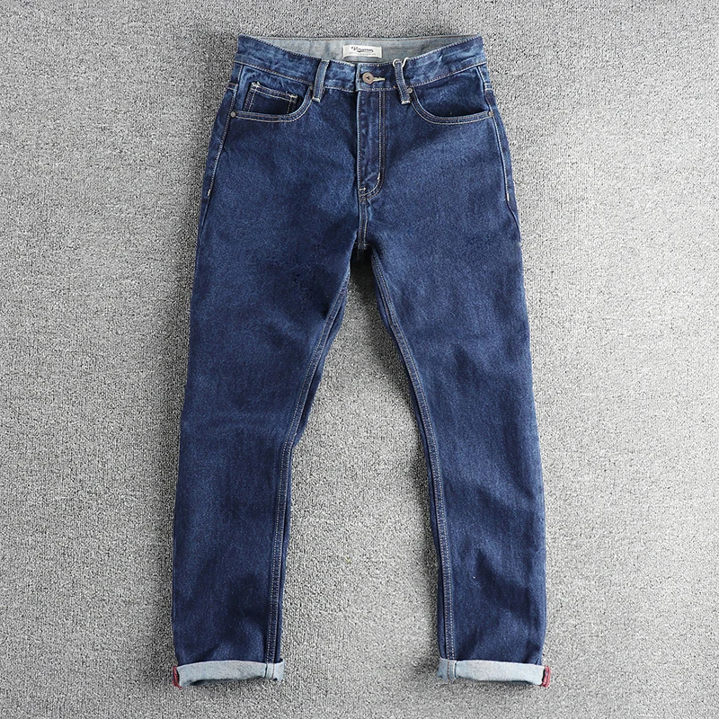 2024 fashionable men's new American blue retro trend jeans casual straight leg pants