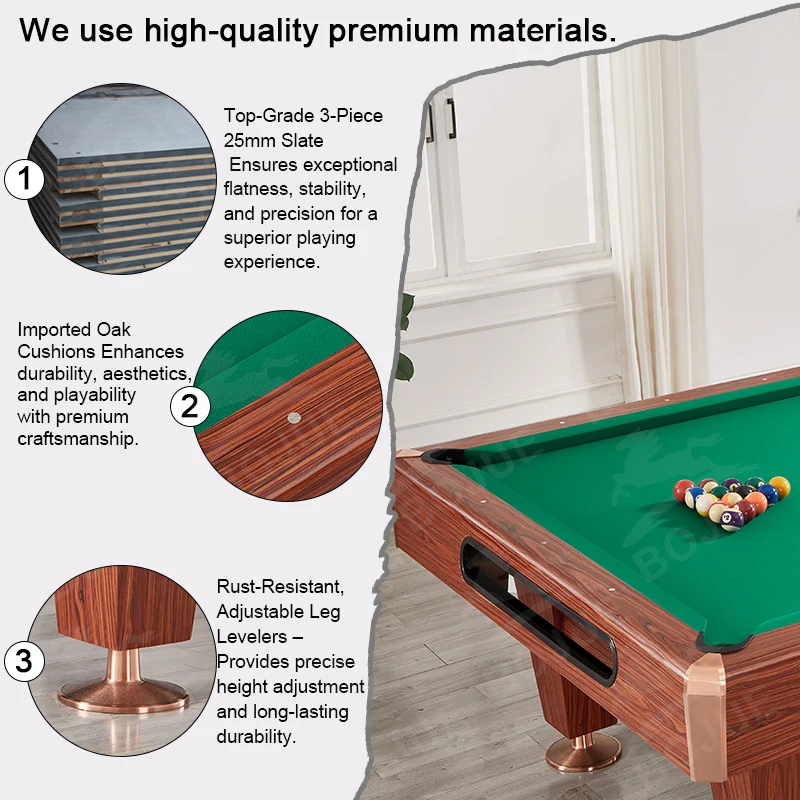 

High Quality Classic Commercial Style Pool Table High Quality Snooker/Billiard Table MDF Material with Solid Wood Rail on Sale