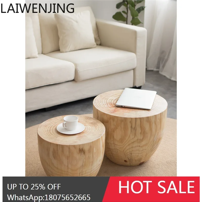 

MJY Solid Wood Stump Natural Wood Coffee Table Nordic Balcony Living Room Sofa Side Table