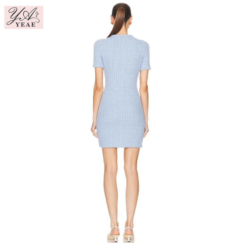 2024 Autumn New Women's Round Neck Multi-pocket Short-sleeved Woven Dress High Quality Y2k Fashion Commuting Slim Mini Skirt