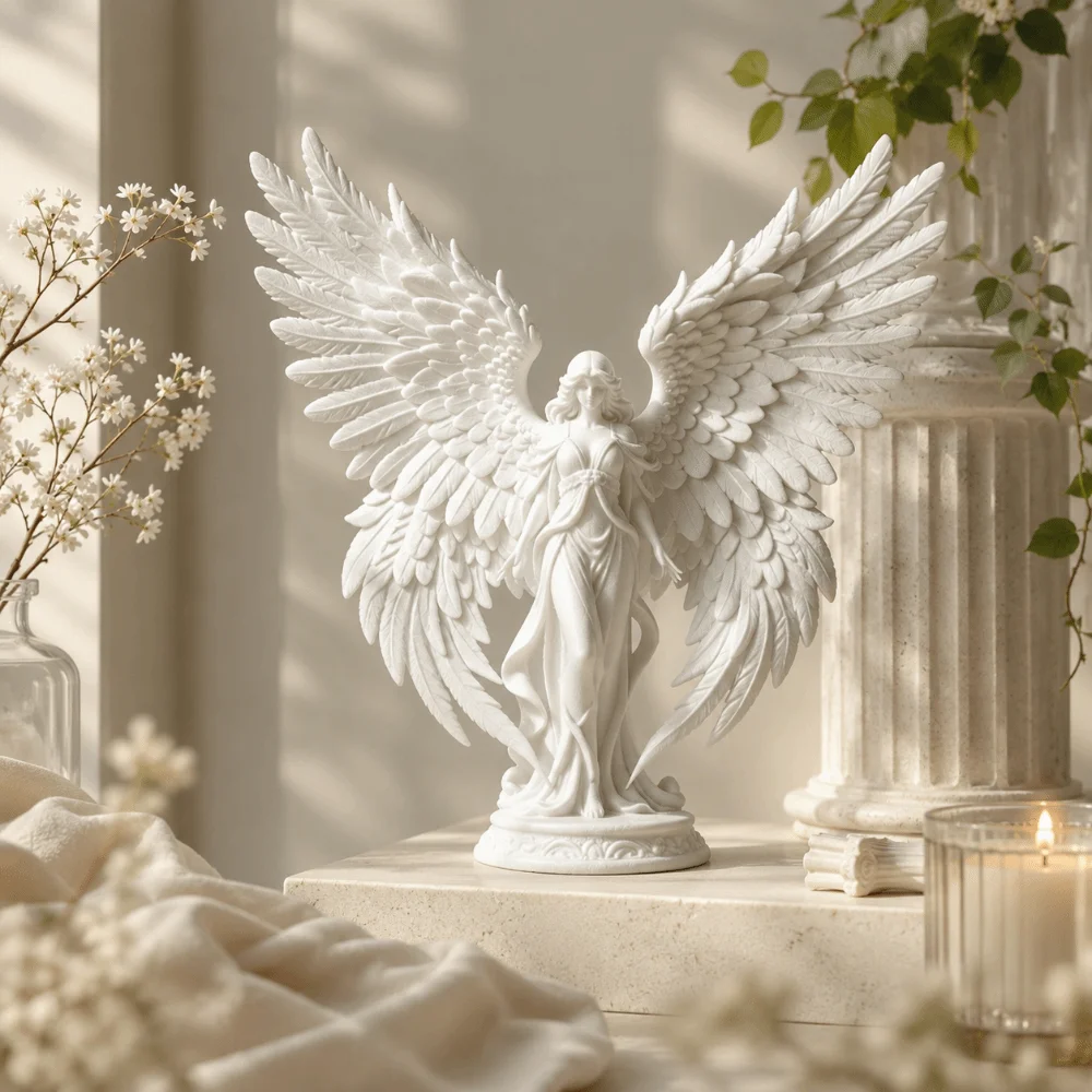 Cute Light Luxury Angel Wings Statue 3D Printed Sweet Guardian Angel Figurine Decoration Desktop Ornaments Office