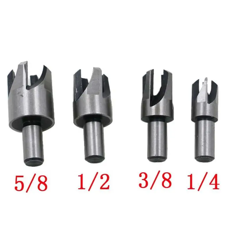 4pcs Carbon Steel Cork Cutter Woodworking Claw Wooden Plug Hole Cutter Drill Bits Set 6-16mm