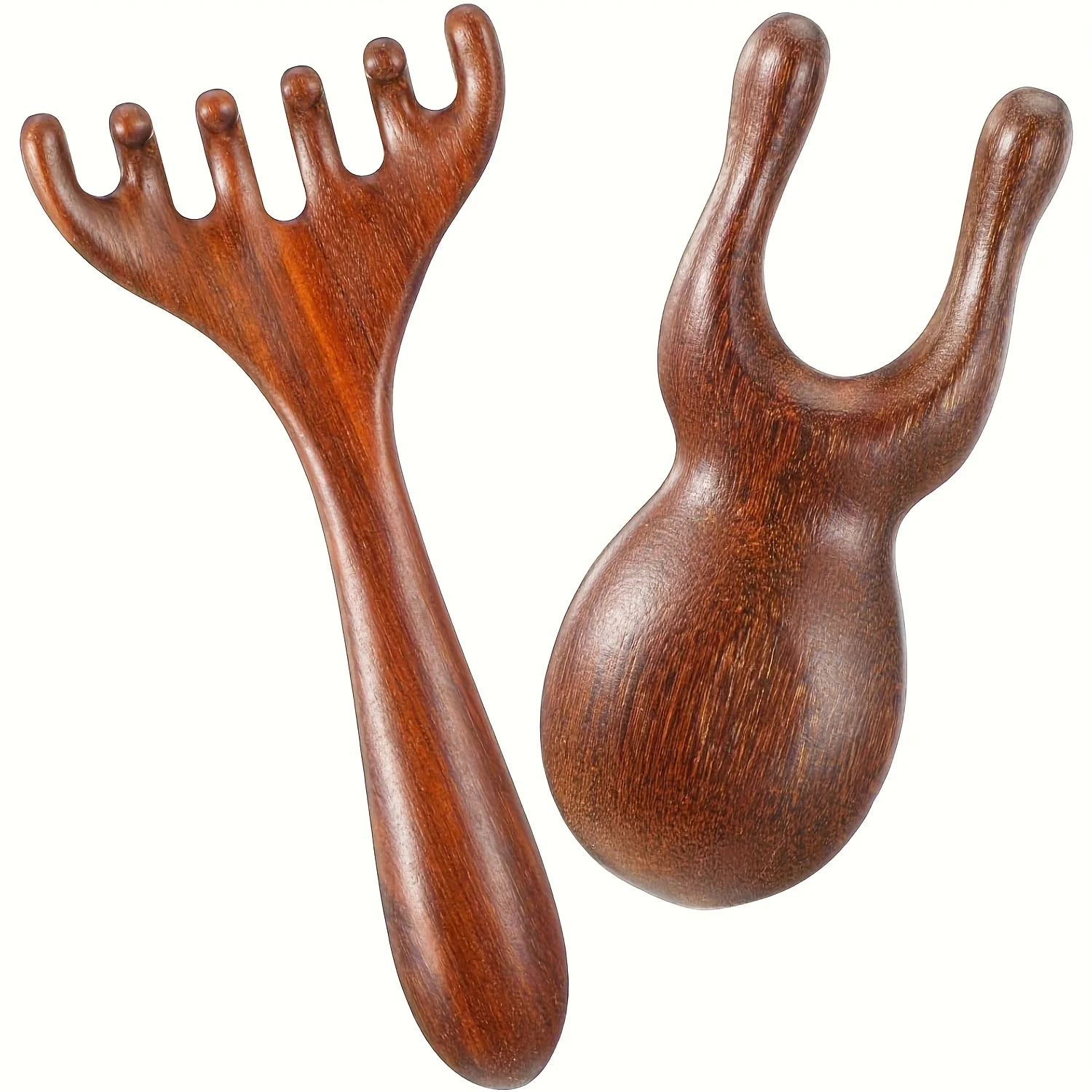 2Pcs Wooden Massage Tools Set, Sandalwood Scalp Massage Comb, Nose Cleaner & Handheld Wooden Massager for Face, Eyes