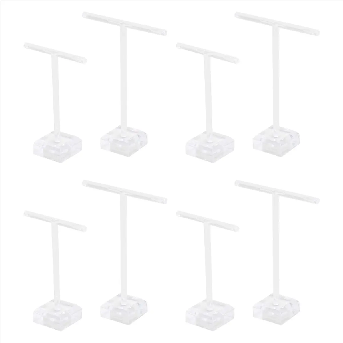 *A91P 8Pcs Acrylic Earring Holders T-Bar Jewelry Display Stand Tree Necklace Earrings Bracelet Holder