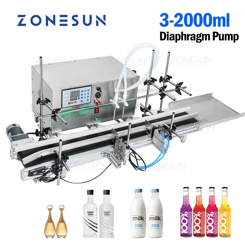 

ZONESUN Filling Machine Benchtop Automatic Liquid Mango Juice Beverage Soy Milk Bottle Quantitative Water Filler Equipment