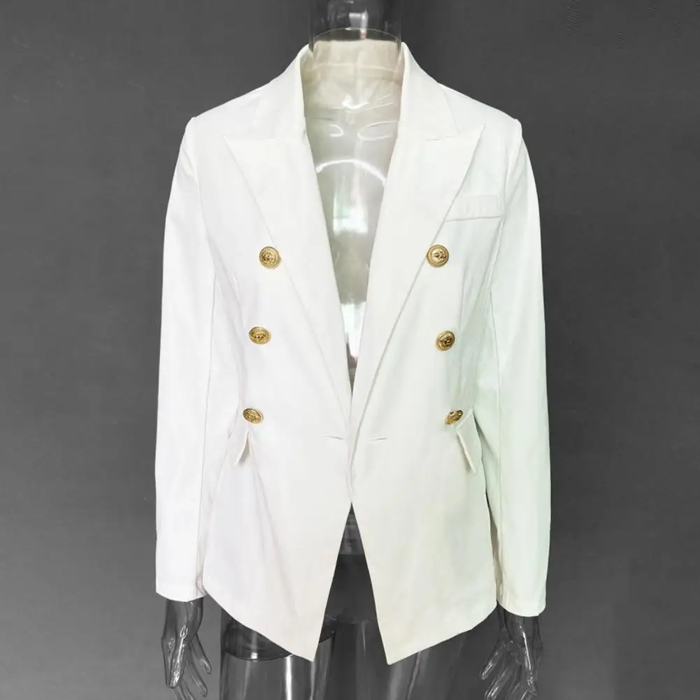 Veste trempée de documents solides pour femmes, manteau à double boutonnage, design à revers classique, coupe adt, affaires