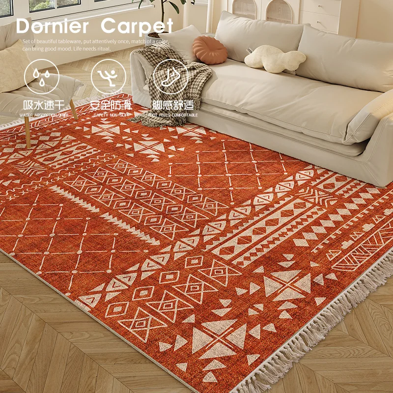 

Home American Area Rug Tassel Retro Art Carpets for Living Room Anti-Slip Bedroom Floor Mat Tapetes De Sala Persian Rugs