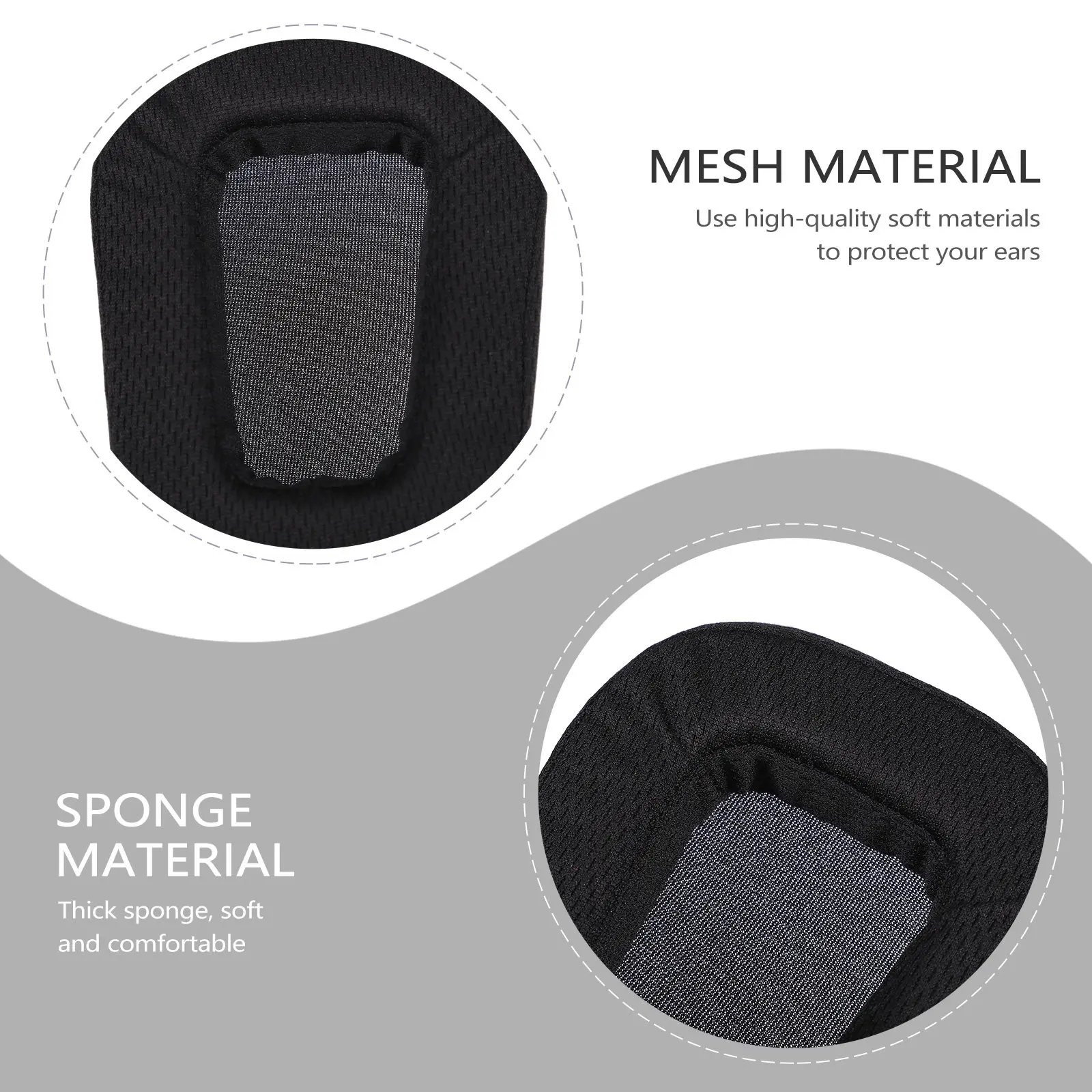 2Pcs Black Mesh Headset Ear Pad Replacement Cushions Soft Comfortable Noise Isolating Earphone Cover for Headphones Long Wear