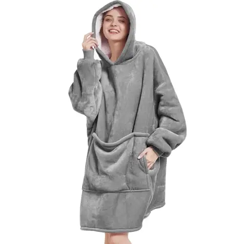 1pc  Wearable Blanket Hoodie - Soft Sherpa Blanket Sweatshirt as Gifts for Women Men Adult, One Size
