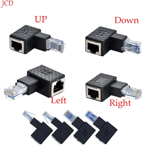 수-암 엘보 네트워크 케이블 어댑터, 컴퓨터 노트북용 90 도 각도 어댑터, RJ45, 1 개 