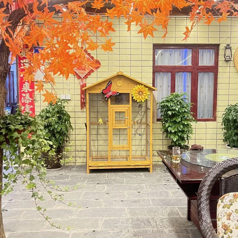 Outdoor Bird House Bird Nest Breeding Box Supplies Toys Wooden Ornamental Villa Big Parrot Xuanfeng Peony Wholesale Bird Cage