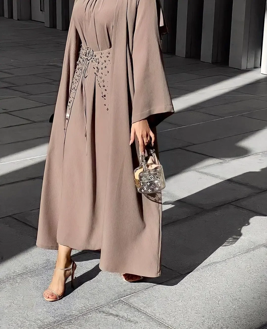 3piece islamic Dress Muslim slim abaya Middle East Islamic contrast color dress wholesale Dubai Modern Abaya with stones gift