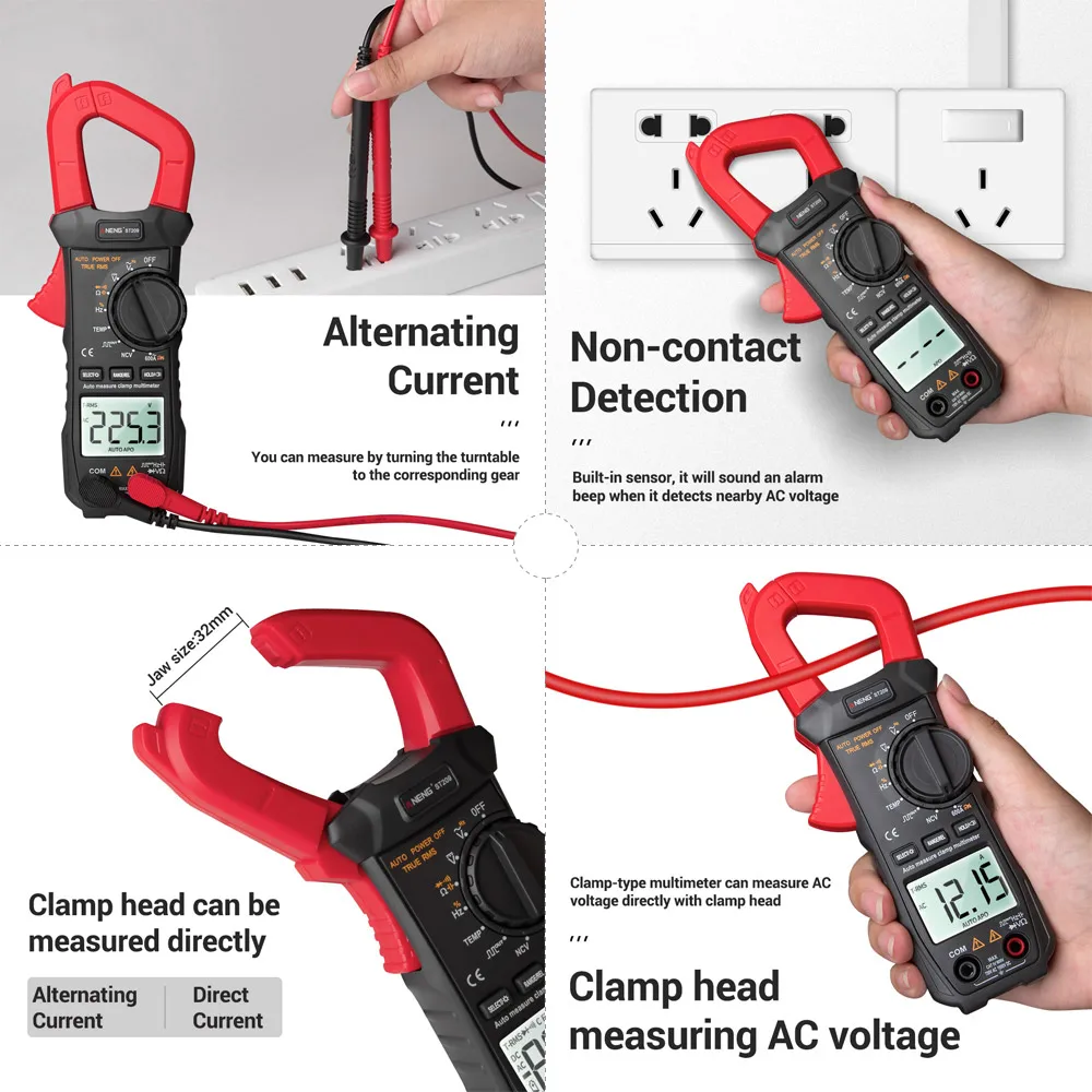 ANENG ST209 Digital Multimeter Clamp Meter 6000 Counts True RMS Amp DC/AC Current Clamp Tester Meters Voltmeter Auto Ranging