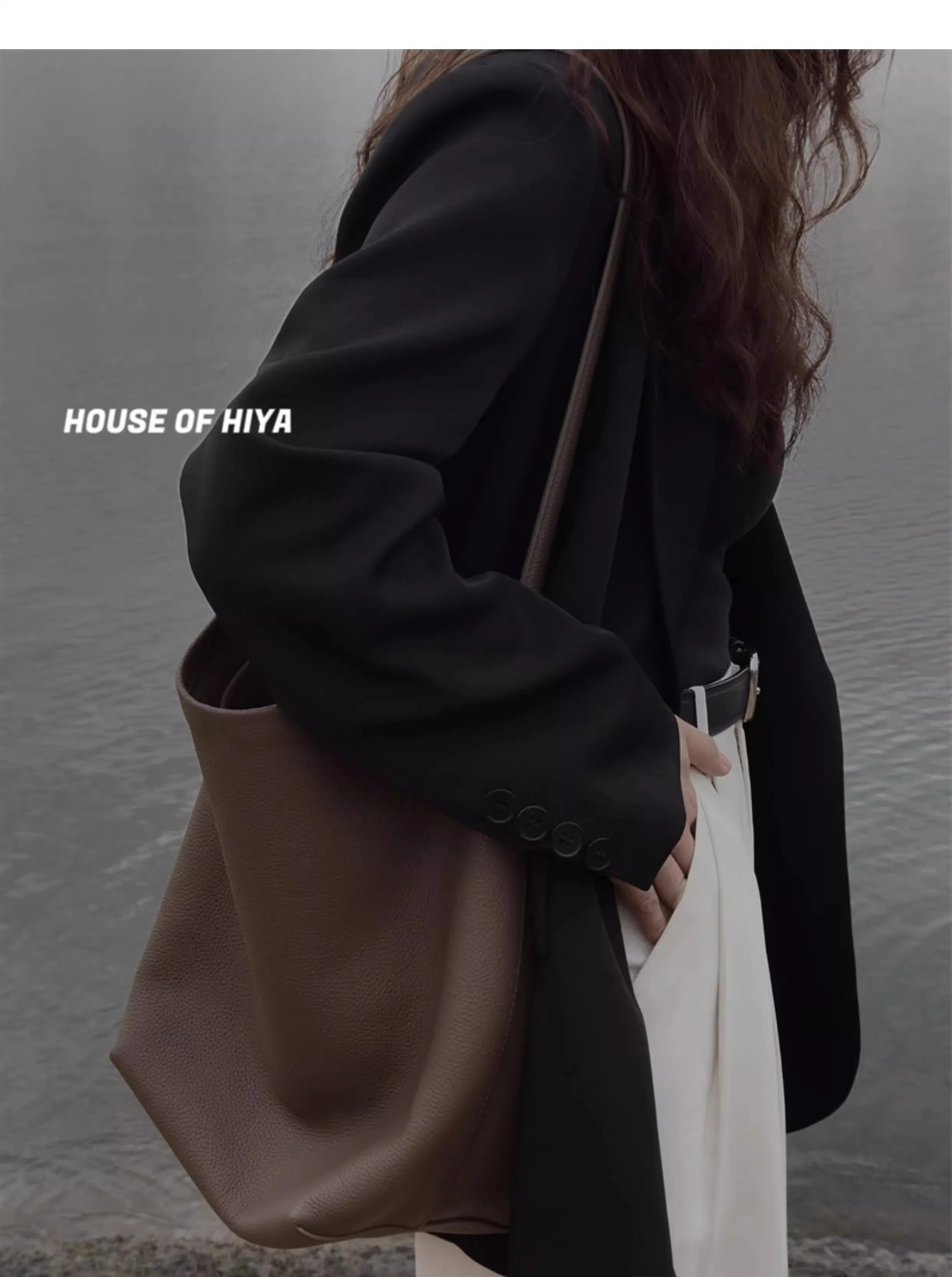 HOUSE OF HIYA Minimalist Bucket Tote in Premium Top-Grain Leather