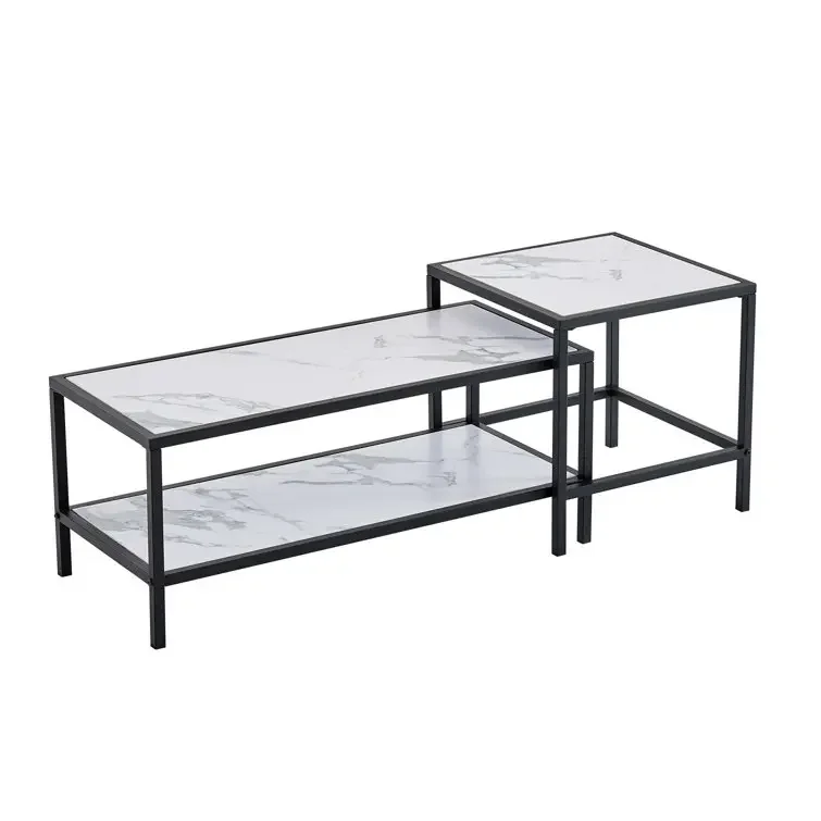 4 Legs 2 Nesting Tables with Storage Perfect Choice for Various Rooms Coffee Table Set