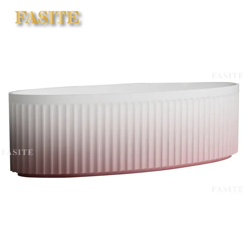 for Artificial Stone Bathtub Independent Oval Vertical Stripe Household Gradual Change Color