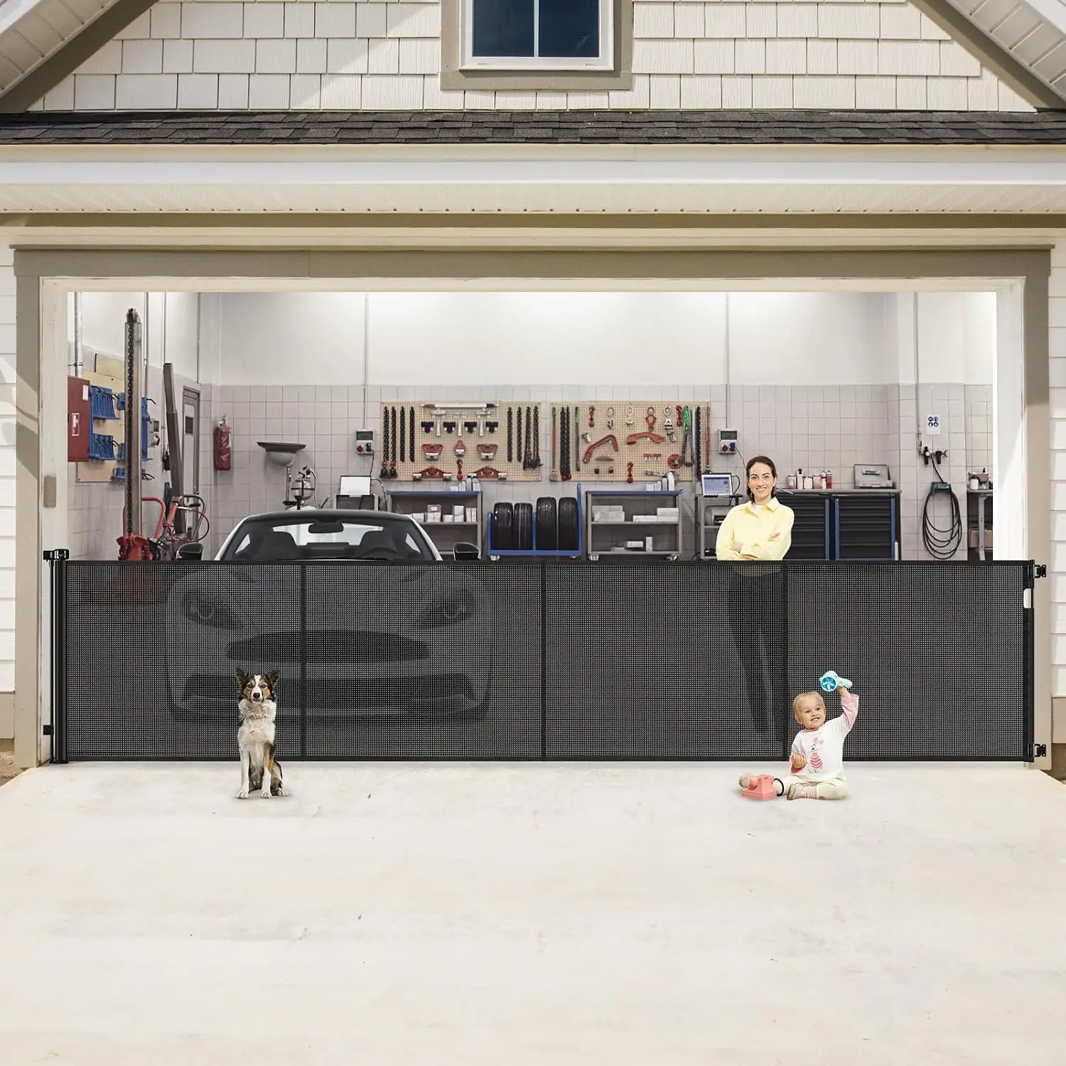 Reinforced 200 Inch Extra Wide Retractable Baby Gates Prevent Crawling Through Indoor Outdoor Decks 16 Ft Mesh Fence Barrier Blo