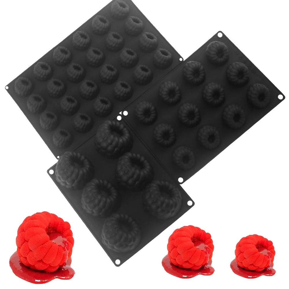 Moules à gâteaux en Mousse aux fruits français, 6/12/24 cellules, Design framboise, moule à chocolat en Silicone, ustensiles de cuisine, outils de décoration de desserts
