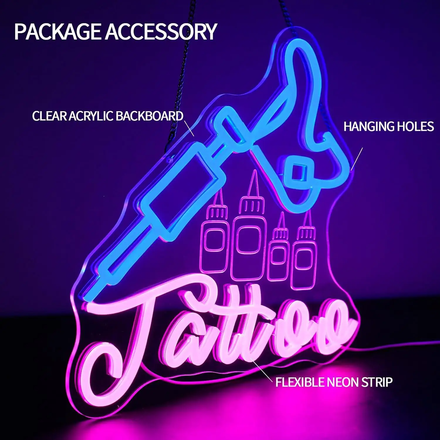 Tattoo Neon Sign USB Dimmable LED Neon Light for Tattoo Studio Beauty Shop Man Cave Wall Decor Tattoo Parlor Business Sign