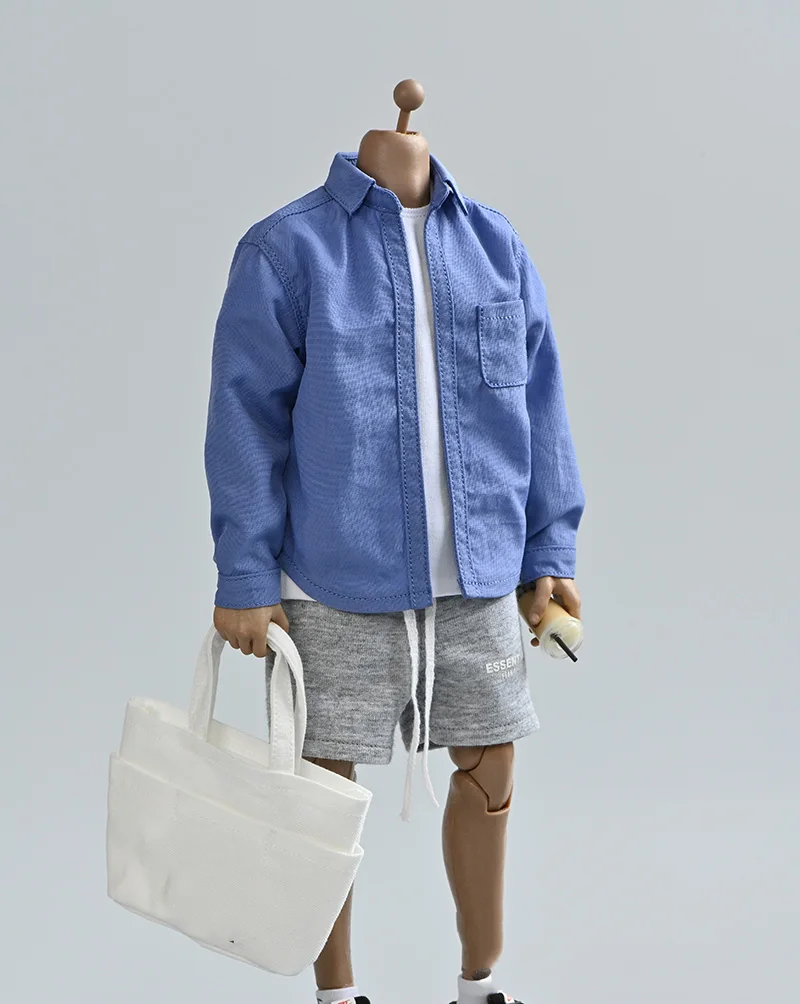 1/6 Male Soldier Cargo Shorts Trendy Loose Wide Legs Work Shorts Pink T-Shirt Jacket Shoulder Bag Model Fit 12