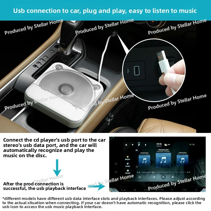 Car External CD Player USB Lossless Connection Playback Without Decoding Car CD Player