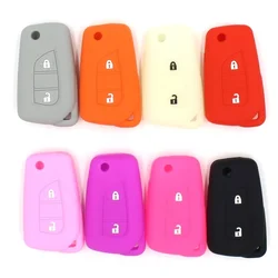 Silicone Key Case Cover for Toyota Yaris Rav 4 2016 2017 for PEUGEOT 108 2 Buttons Remote Key Holder Car Keychain Case