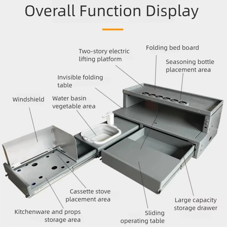 Two-Layer Lifting Bed SUV Self-Driving Camping Car & Camping Box Durable Camping Furniture