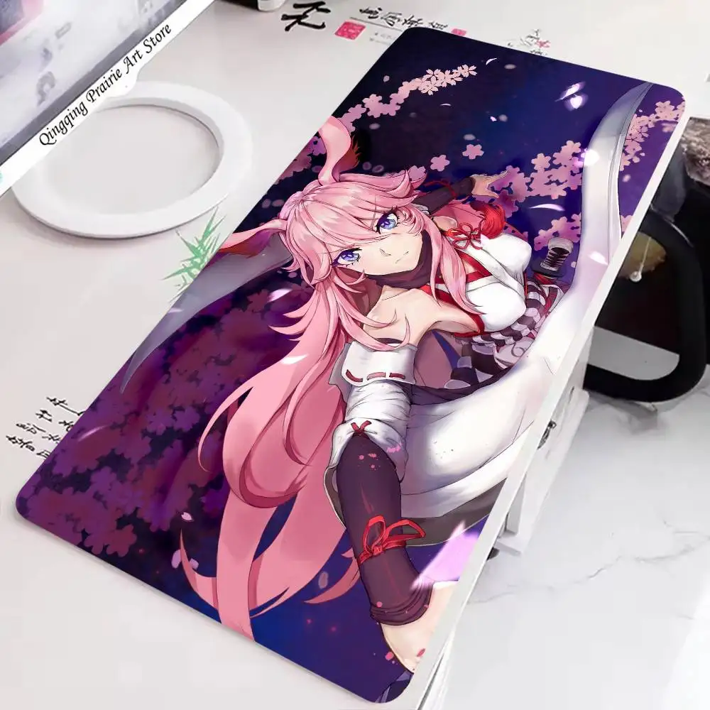 Yae Kasumi Anime Honkai Impact 3rd Mousepad Non-slip Suitable For Office Computers Laptops E-sports Game Desk Mats XXL Keyboard