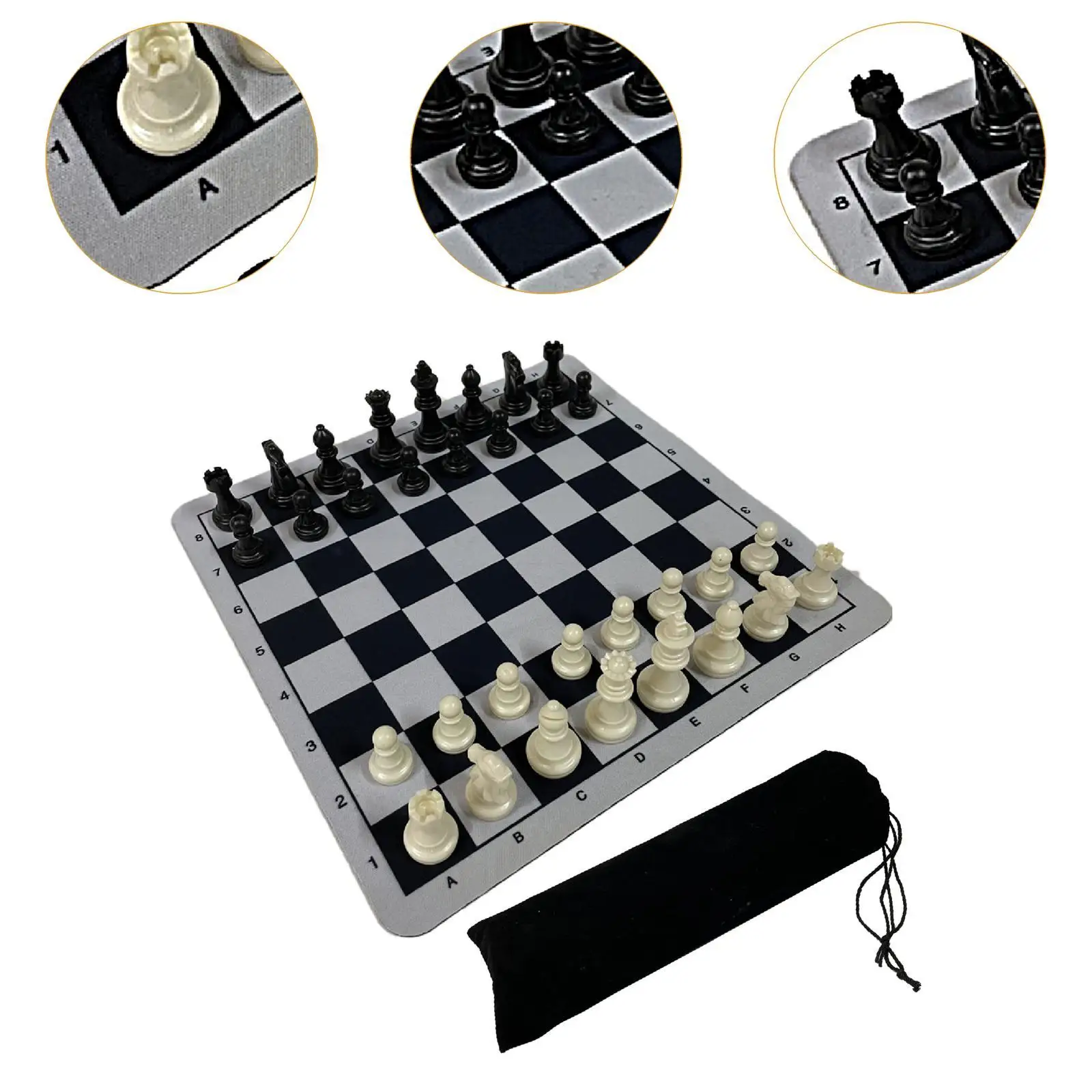 Portable International Chess Set with Foldable Chessboard Outdoor Travel Chess Game for Indoor and Outdoor Activities Kids