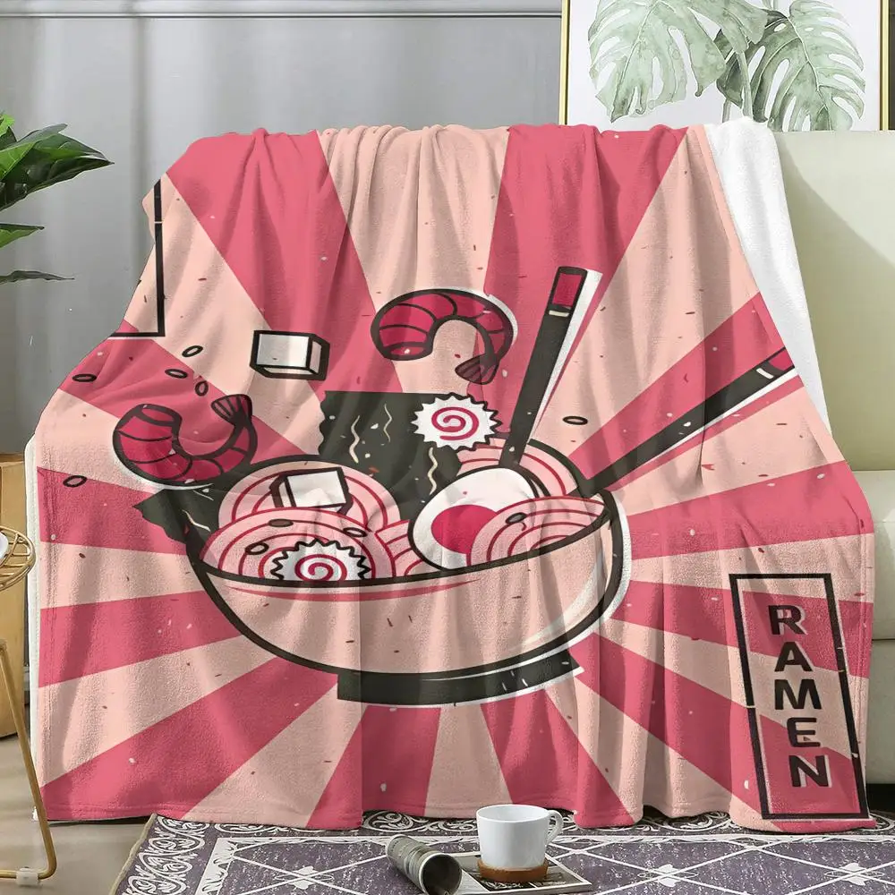 Japanese Ramen Painting Animal Throw Throw Blanket Soft Flannel Throw Lightweight Summer Home Nap for Sofa Cozy Bed Travel