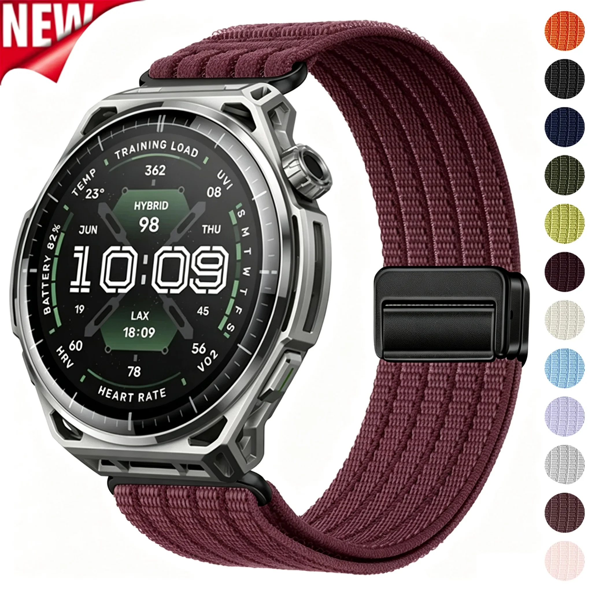 20mm 22mm Magnetic Nylon Strap For Amazfit Active 3 2 Max/Bip Max 6 5/T-Rex3 Pro Braided Loop Band Amazfit Balance 2 3 Bracelet