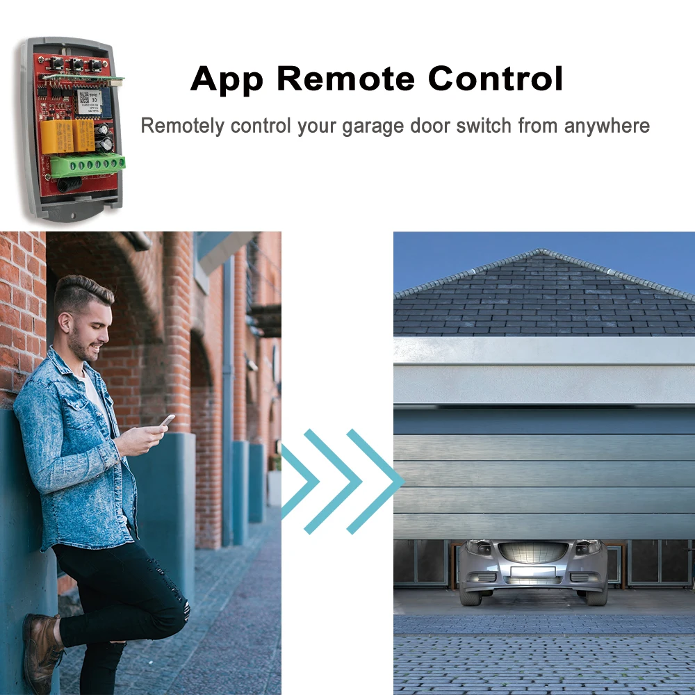 Universal 433mhz Garage Door Gate Receiver 2CH Wifi RF Module Work With Tuya SmartLife APP Alexa 433.92MHz Remote Control