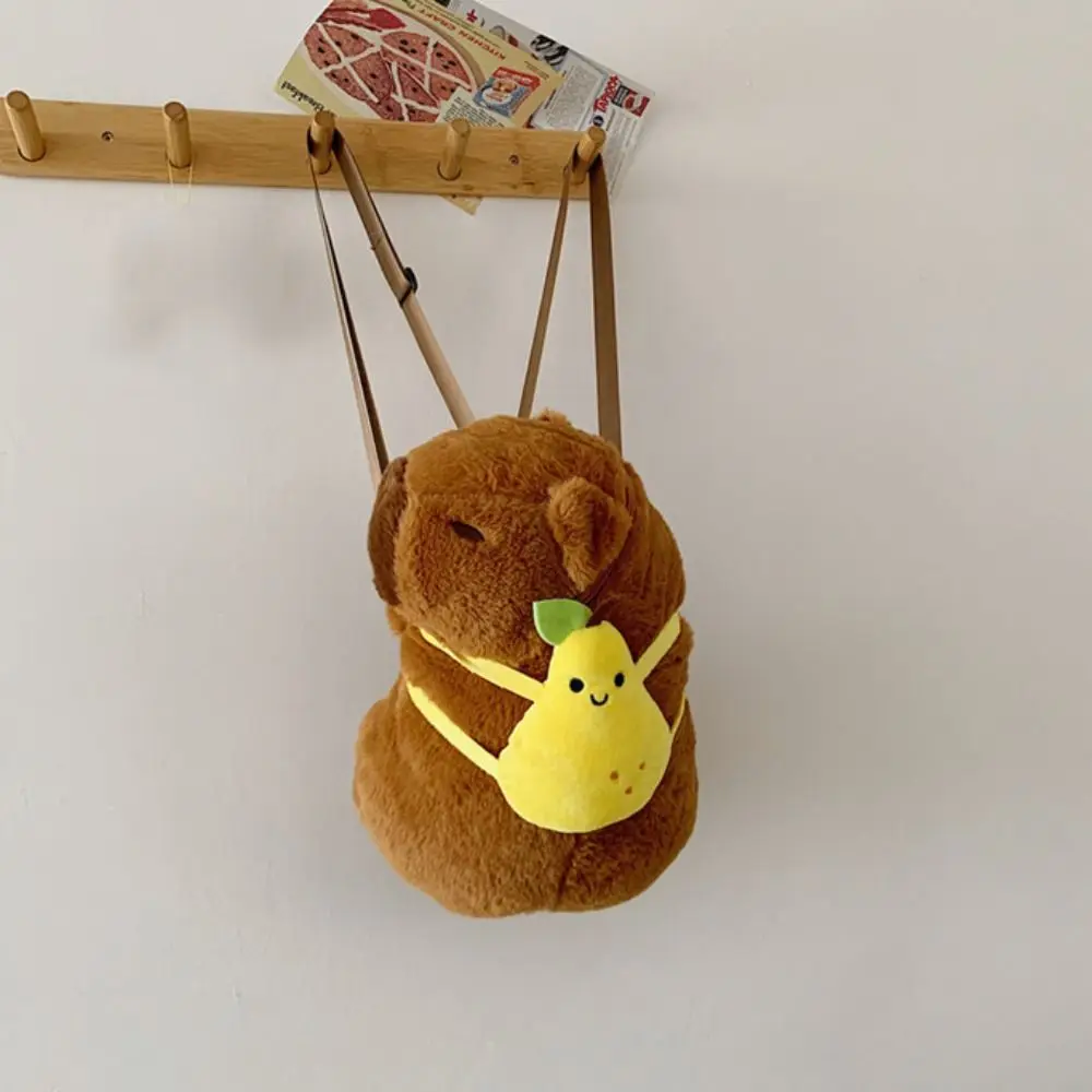 Desenhos animados capivara mochila de pelúcia, crossbody bag, grande capacidade, kawaii engraçado, sacola bonito, novo