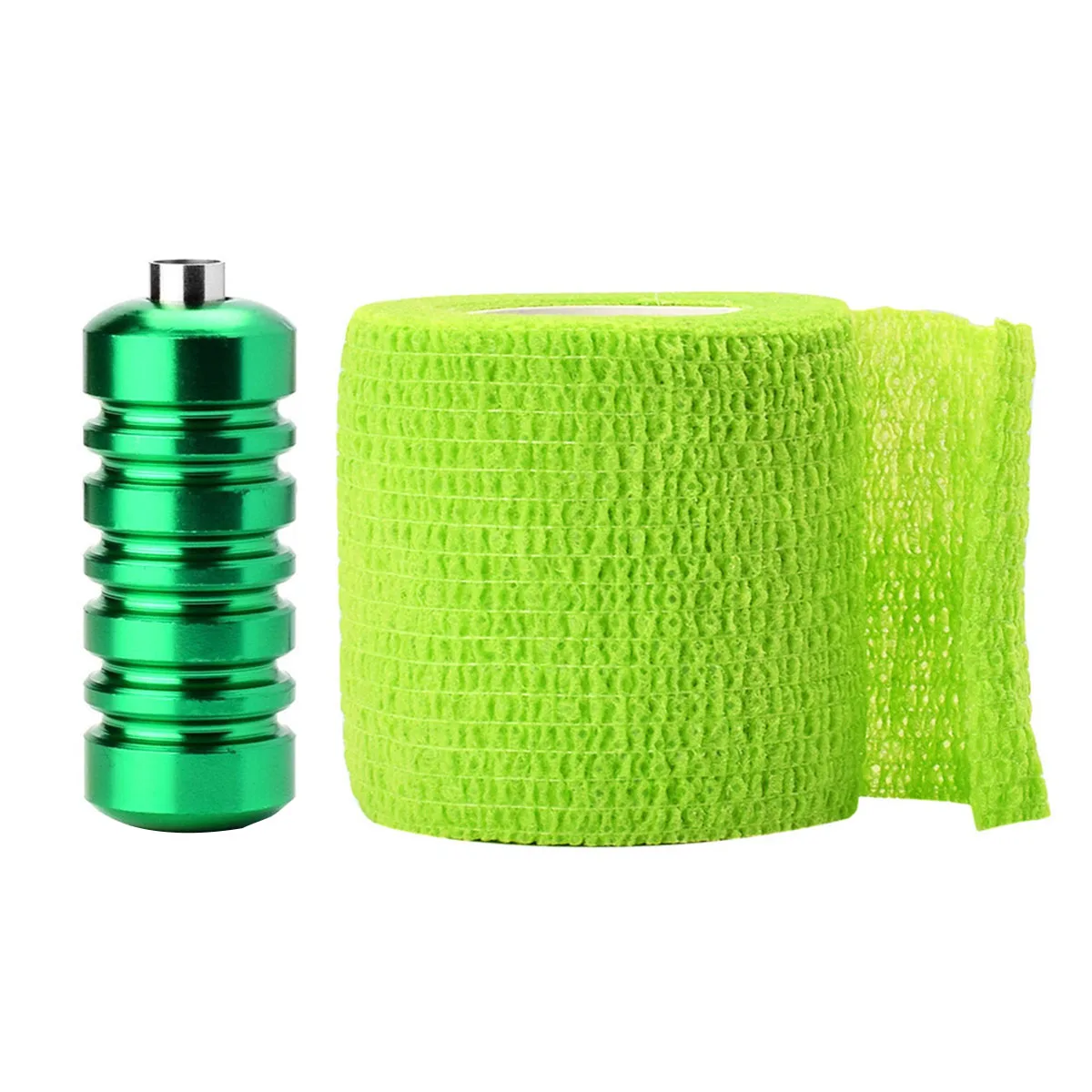 

1 Set Aluminum Alloy Tattoo Machine Grip Tube With Anti-Slip Non-Woven Bandage Green Lightweight For Cartridge Needles Body Art