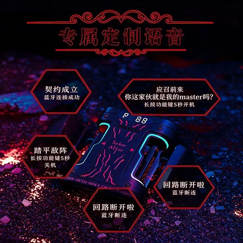 Fate Stay Night Saber Alter TWS Wireless Earbuds RGB Light Dual Mode Gaming Bluetooth Earphones Half‑in‑Ear Earbud For Fate Gift