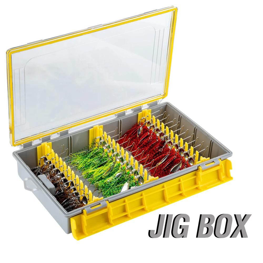 صندوق تخزين أدوات صيد السمك مقاوم للصدأ ومقاوم للماء مع قسم قابل للتعديل قطعة واحدة منظم طعم الصيد مع مقياس