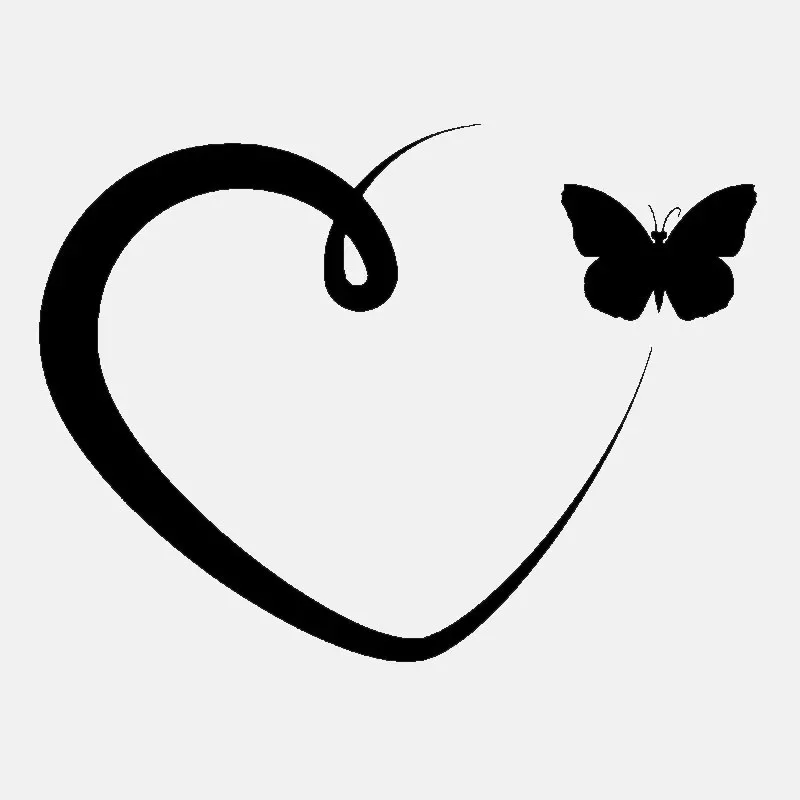 

Car Sticker PVC Decal Romantic Love Heart-shaped Butterfly Car Sticker Waterproof Cover Scratch Black/white, 14cm*10cm