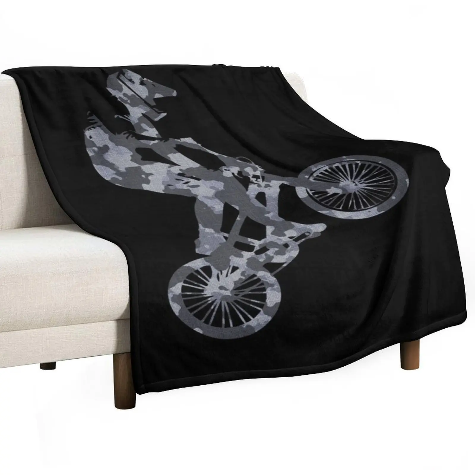 

BMX camouflage grey Throw Blanket Bed covers For Sofa Thin Beach Hair Blankets