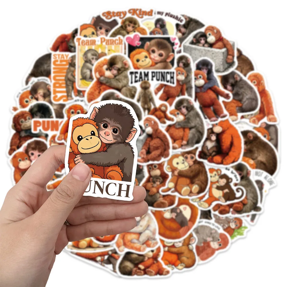 50PCS Punch Monkey fun handwriting materials, suitable for phone cases, laptops, luggage decoration stickers