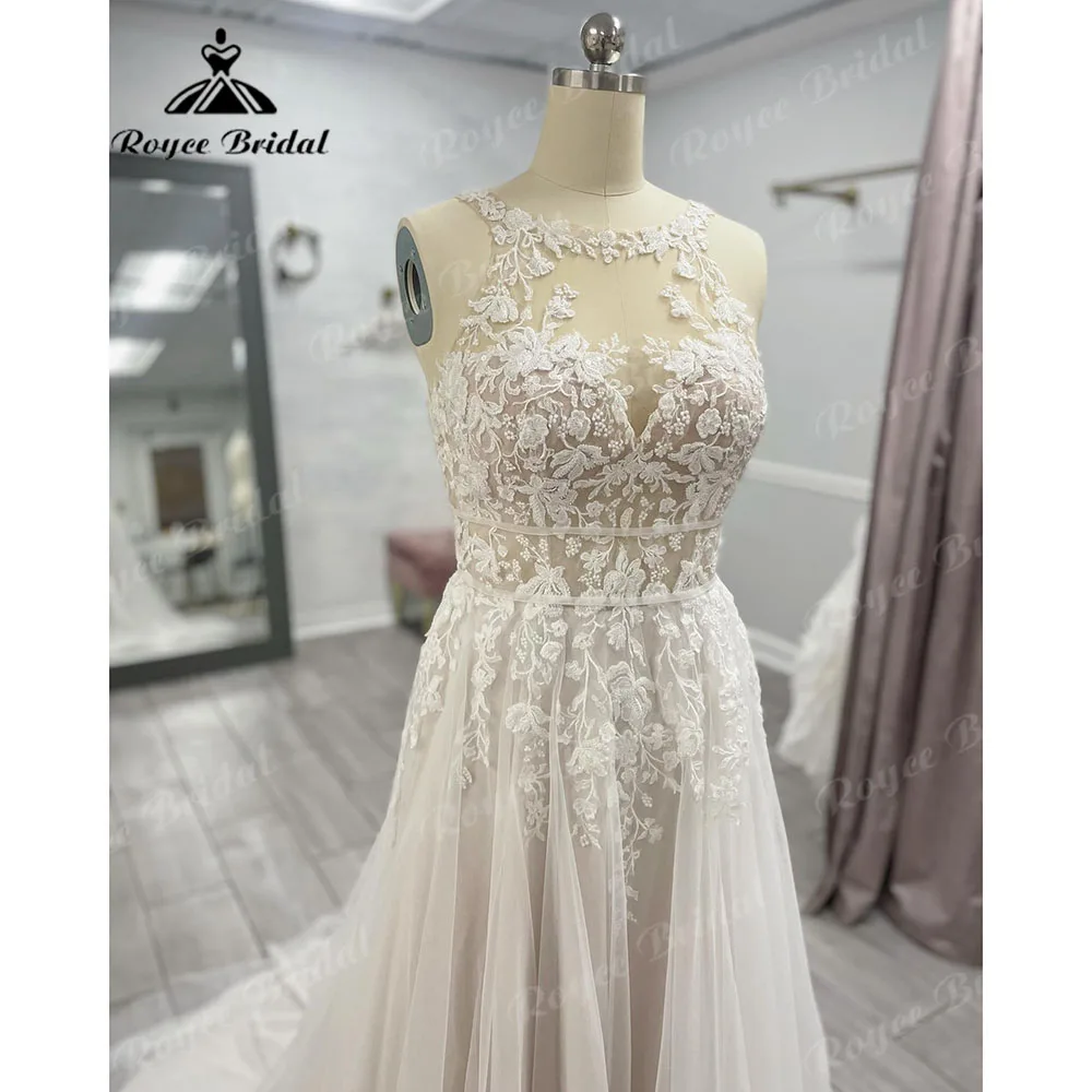 Robe Civil Lace A Line Boho abito da sposa per le donne 2024 abito da sposa Chic senza maniche per la sposa abito da sposa estate elegante