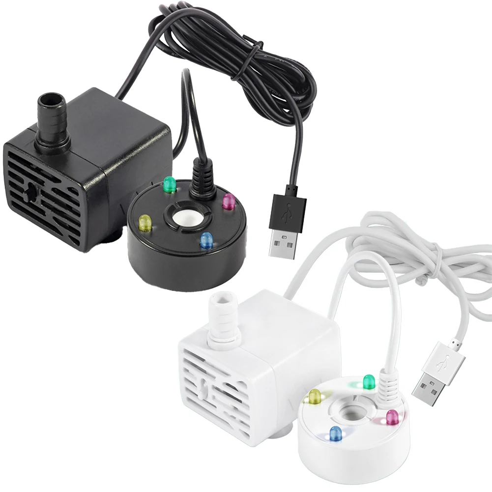 Water Pump Atomizer All-in-one Machine Water Circulation Mist Maker 5V USB Fog Machine With 4 LED Colored Lights Black And White