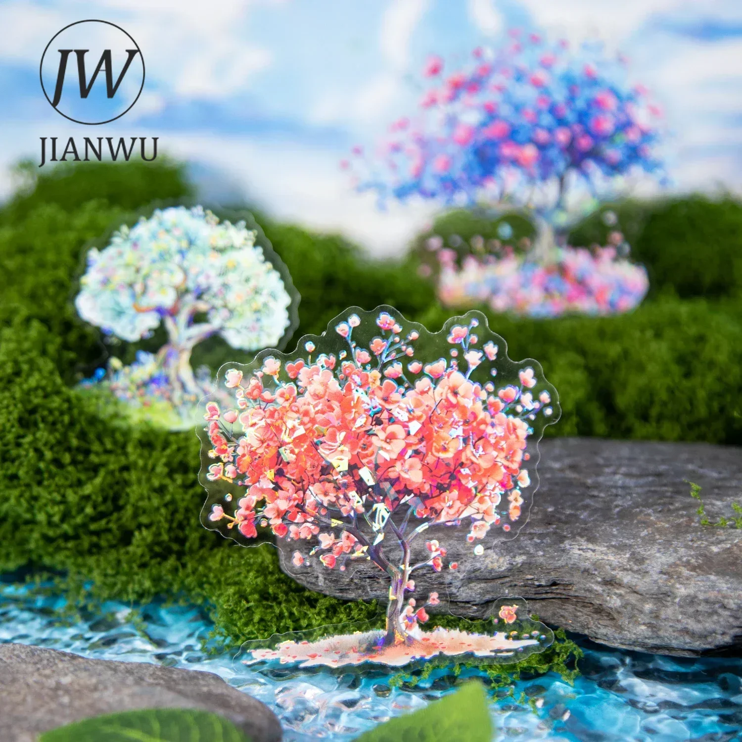 JIANWU Flower Tree Series Vintage Landscaping Material Collage PET Sticker Creative DIY Journal Scrapbooking Stationery