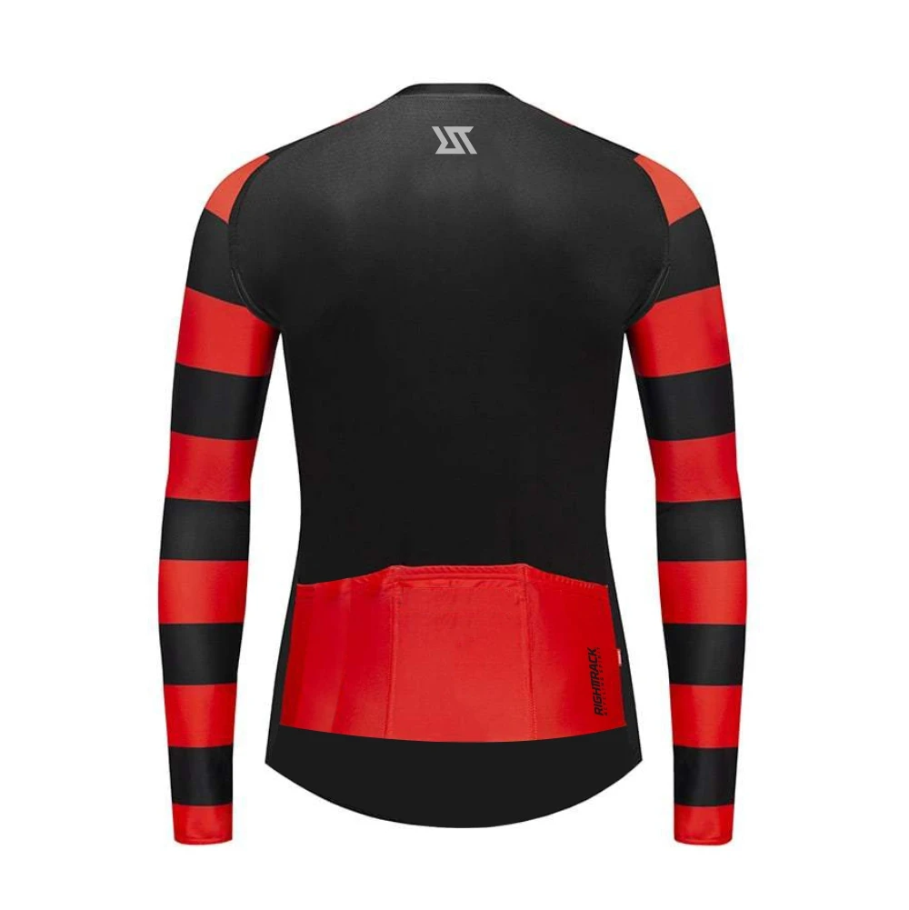 Winter Cycling Jersey Men Pinstripe Long Sleeve Cycle Clothes Spring & Autumn Mesh/Fleece Thermal RIGHTTRACK MTB Bike Clothing