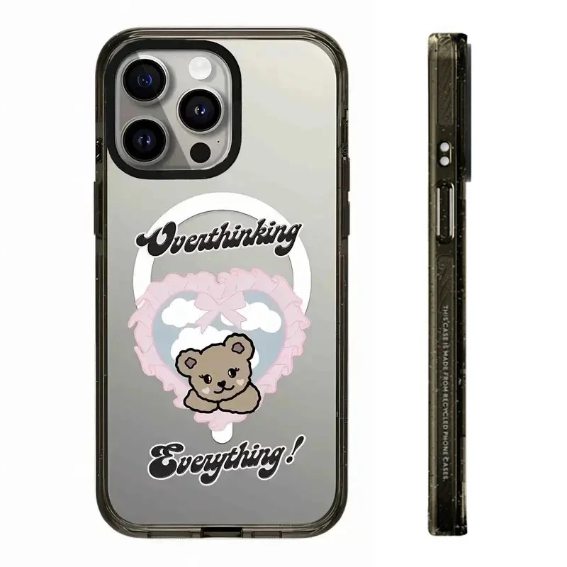 

Cute Bear Acrylic iPhone 12 13 14 15 Pro Max Case - Protective iPhone Case with MagSafe