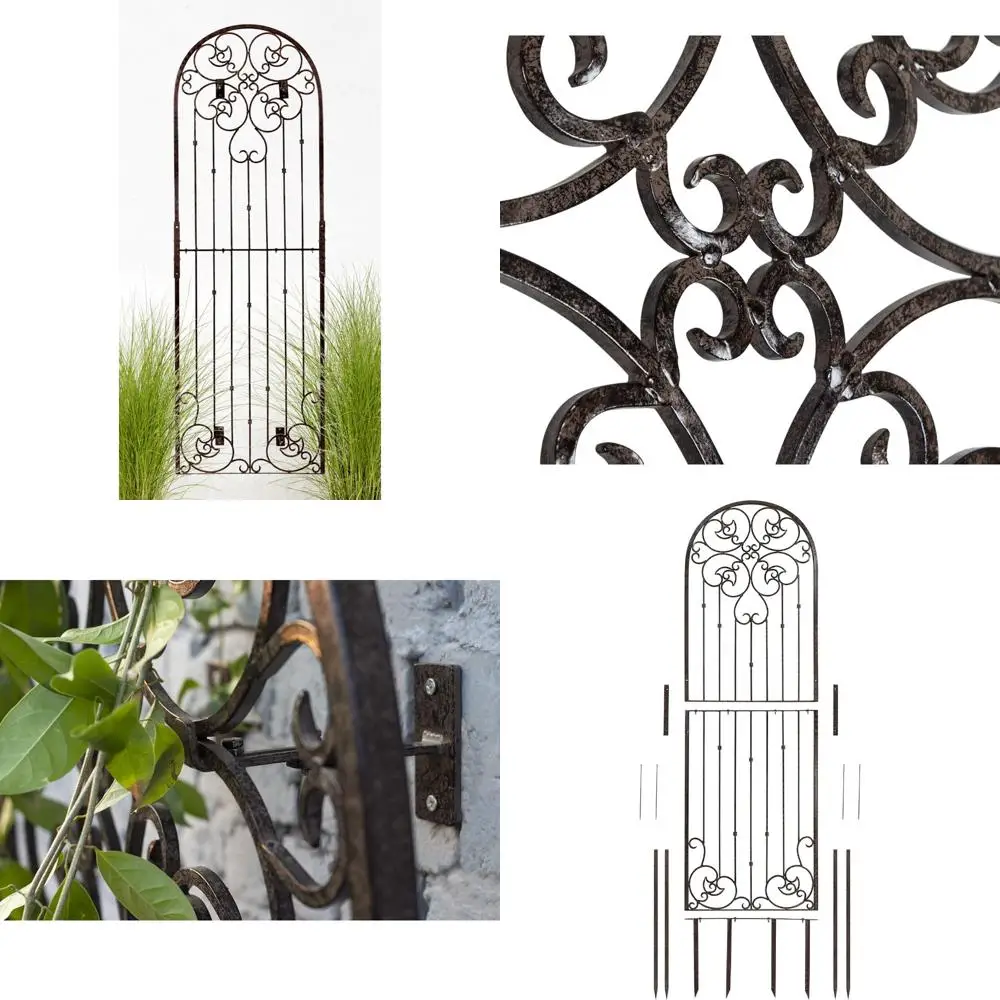 

Outdoor Metal Wall Art and Trellis for Climbing Plants, Garden Privacy Panel with Brackets for Hanging, Suitable for Roses and V