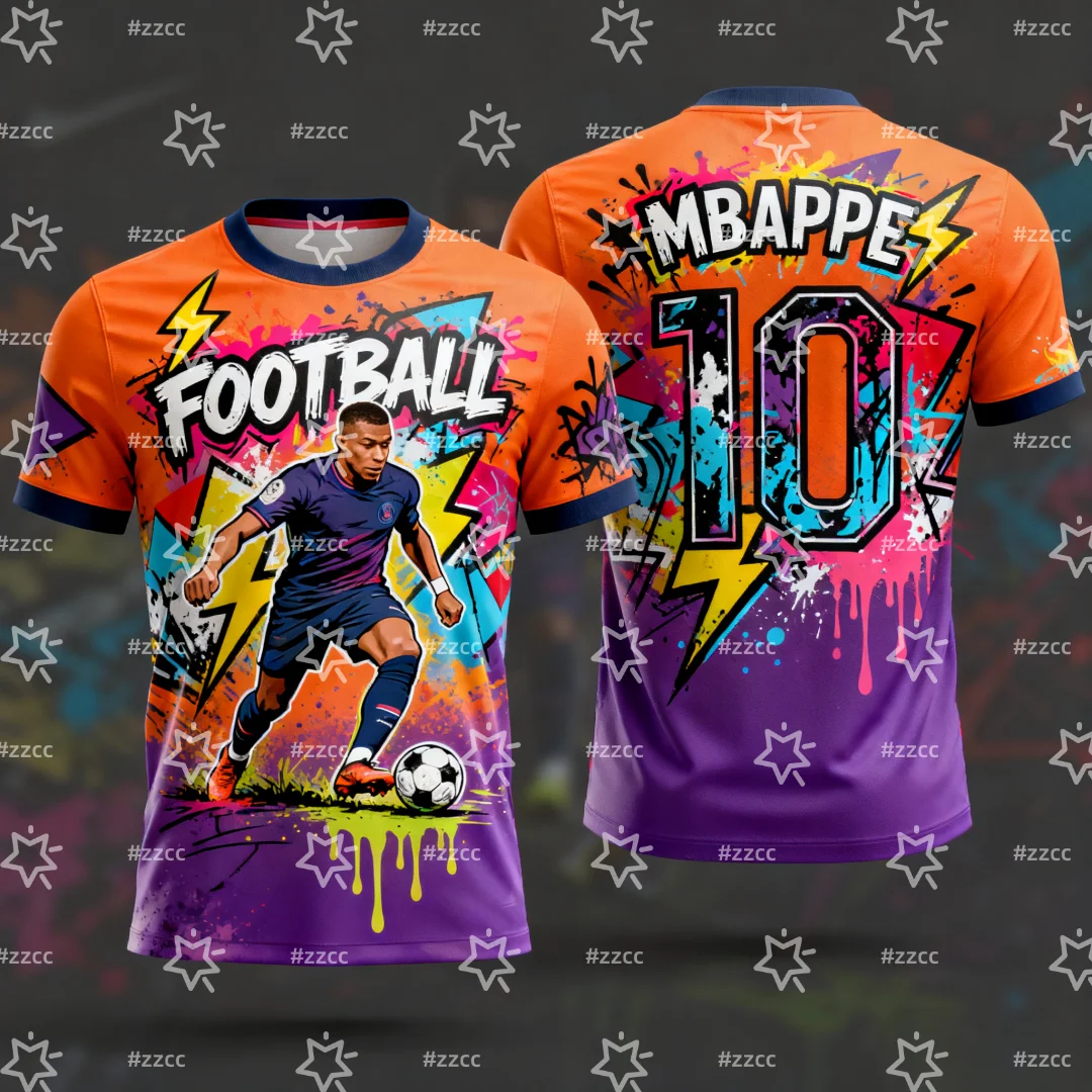 2025 Mbappe character printed football jersey 3d Printing Autumn Sports Dry Quickly Men's T-Shirt Kid's Clothing Tee Y2k Woman
