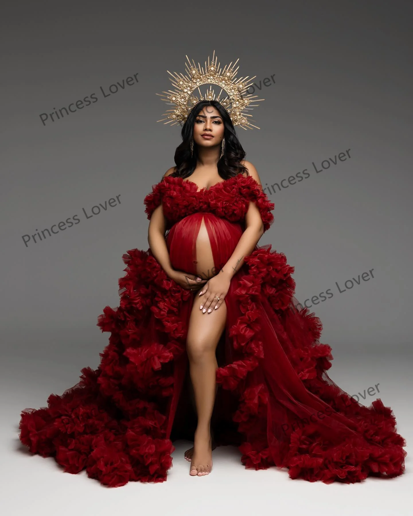 Vestidos de graduación de color rojo oscuro, Vestido de fiesta de bebé sin mangas con escote en forma de corazón, volantes escalonados