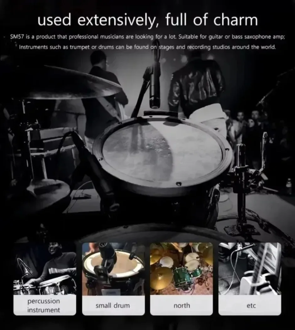 XIKCU ميكروفون ديناميكي قلبي معدني SM57 لمرحلة الغناء ميكروفون سلكي احترافي لتسجيل الصوت للكاريوكي BBOX